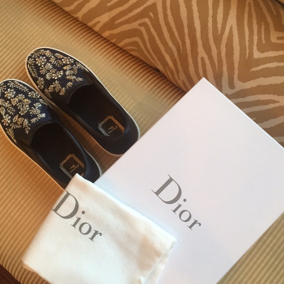 Dior Crystal Embellished Denim Flat Shoes - Picture 8 of 8